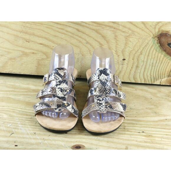 New Vionic Sandals Womens Sz 7 Radia Wedge Snakeprint Multicolor Buckle Shoes - Picture 3 of 8